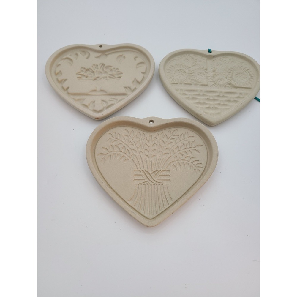 Pampered Chef Family Heritage Stoneware Cookie Molds. Vtg. Set of 3